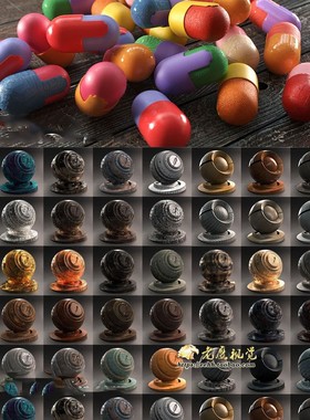 500个C4D Redshift渲染器材质预设 木纹钢铁塑料液体玻璃布料科技