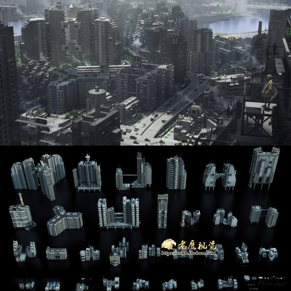 工业街道城市楼房建筑3D模型 C4D/MAX/FBX/OBJ/Maya/Blender等