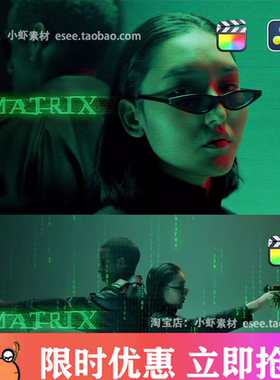 FCPX/达芬奇插件 黑客帝国科幻视频特效文字标题背景预设 mMatrix