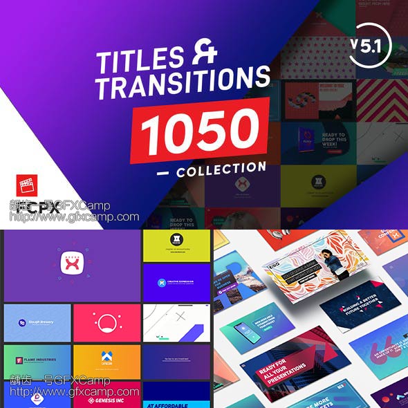 FCPX插件 1050个文字标题字幕排版图形背景动画视频转场预设