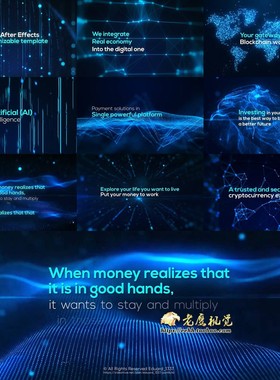 AE模板 Plexus Form科技线条粒子背景文字标题宣传片头+背景音乐