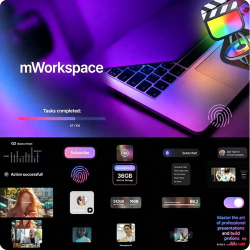 FCPX插件-83种简约时尚活力视频编辑元素文字标题转场动画预设