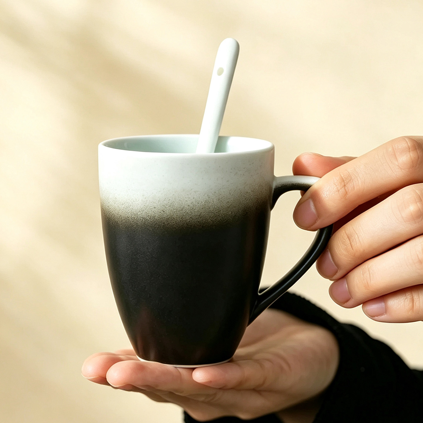 景德镇陶瓷杯情侣马克杯带盖勺刻字渐变咖啡杯水杯男女办公室杯子
