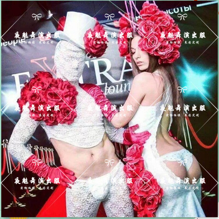 酒吧夜店情人节gogo玫瑰演出服