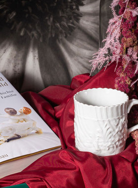 德国Meissen梅森Swan白天鹅欧式优雅复古风细瓷浮雕白色马克杯