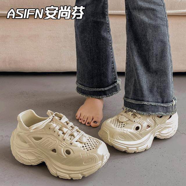 安尚芬老爹鞋洞洞鞋女款2026新款夏季外穿沙滩防滑透气防臭厚底女