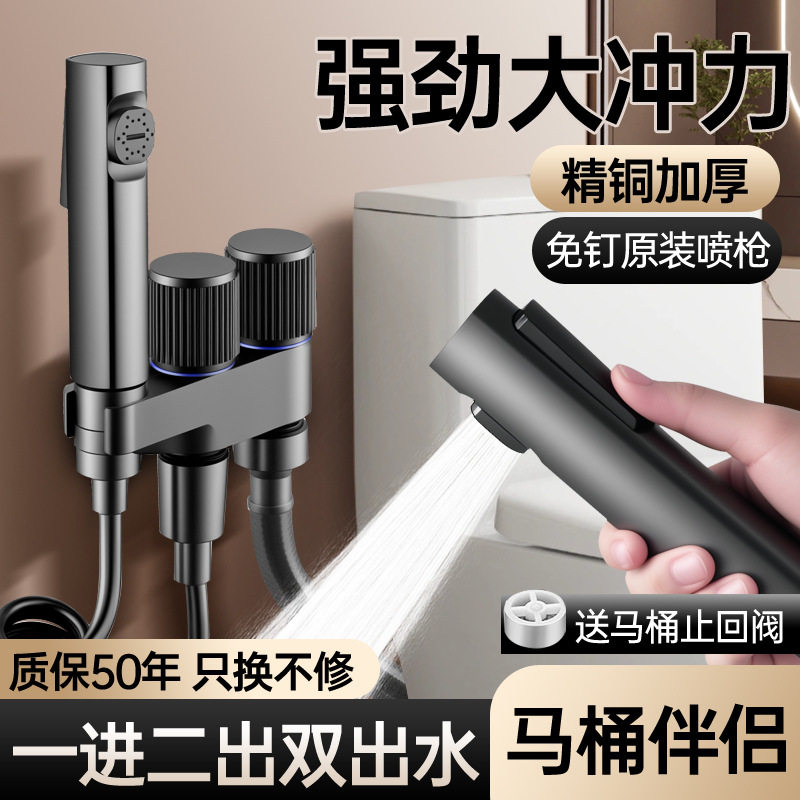 高压马桶伴侣增压喷枪双出水角阀