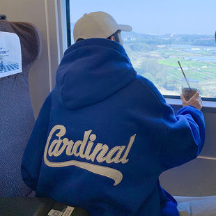 重磅cityboy克莱因蓝卫衣男春秋季美式潮ins宽松bf慵懒风连帽外套