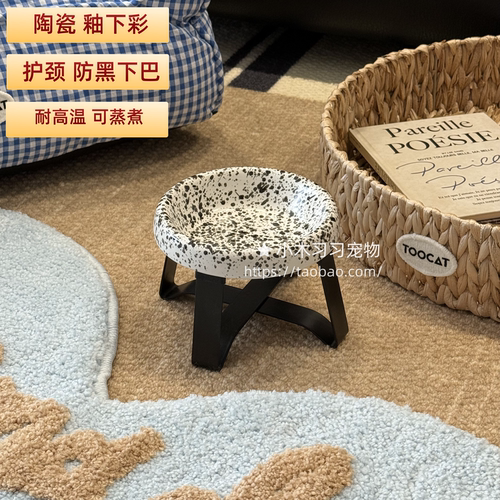 宠物碗陶瓷釉下彩高温宠物粮碗