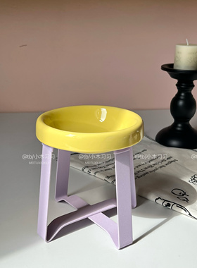 釉下彩陶瓷可蒸煮食盆宠物猫咪狗水粮碗14cm平口pecolo预防黑下巴