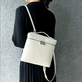 头层牛皮背包loro包lp双肩包小众时尚 旅行高级感简约书包女软皮包