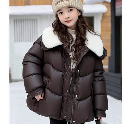 女童棉服外套冬装2025新款中大童装小女孩免洗保暖棉衣儿童面包服