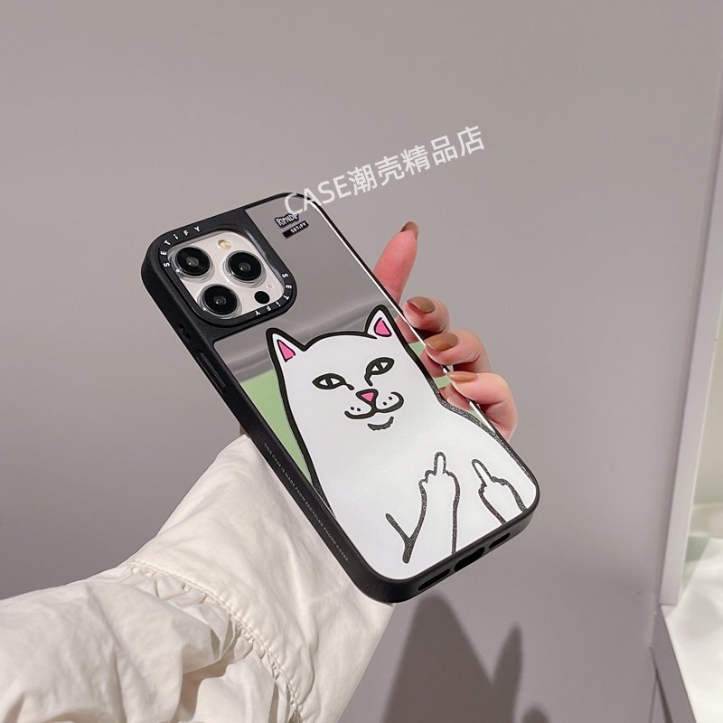 CASEOOTD中指搞怪猫咪适用于苹果17手机壳iPhone17 16ProMax12 13 14 15Pro/plus air手机防摔保护壳套