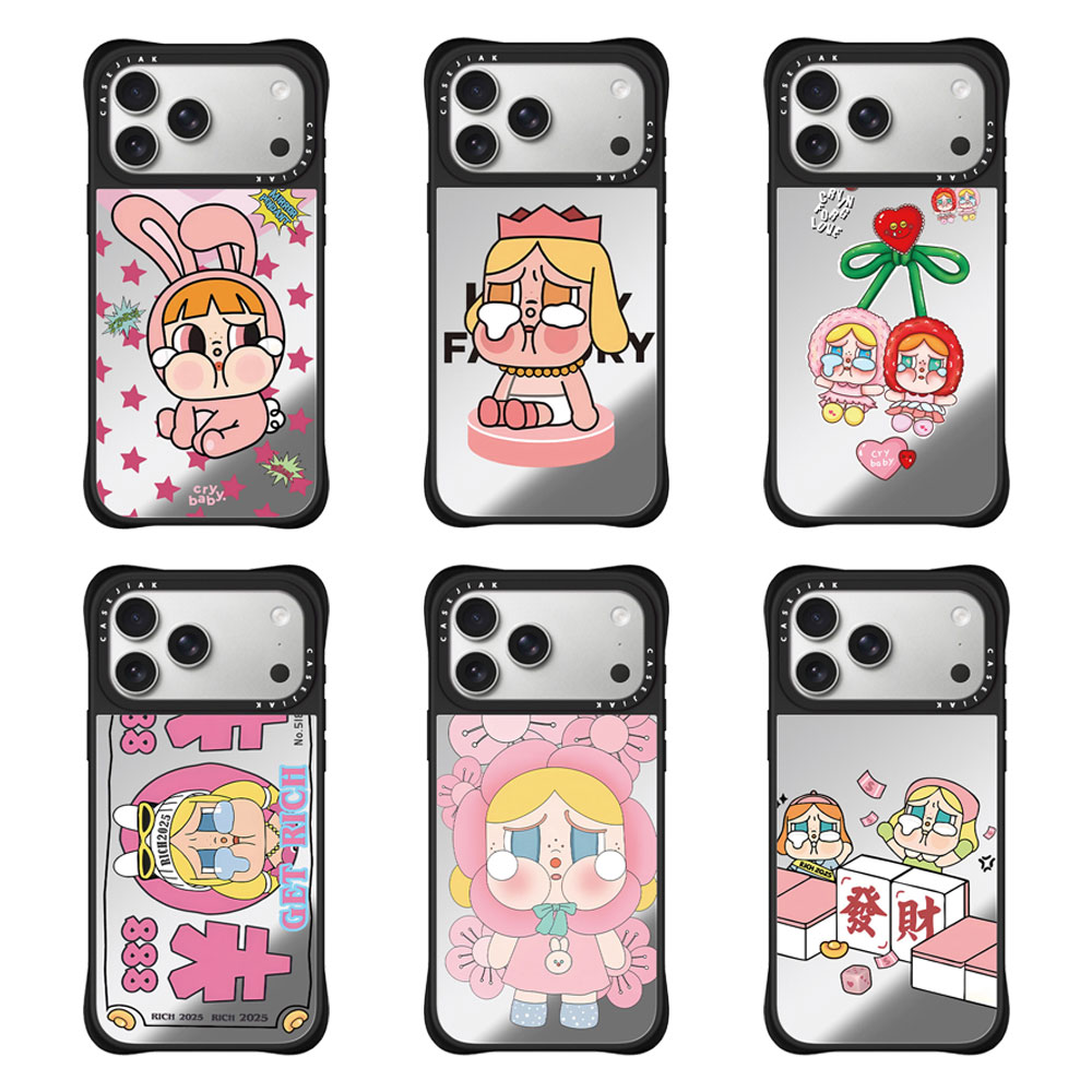 CASEJiAK泡泡玛特皇冠哭娃发财麻将四角防摔适用于iPhone苹果17 16Pro Max手机壳15 14Pro max磁吸13保护壳套