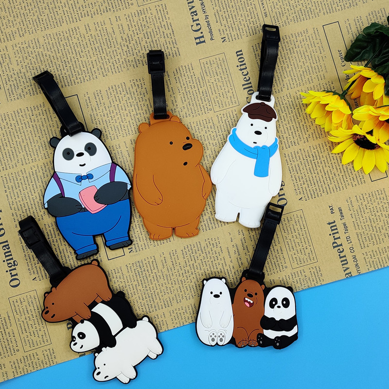 小熊行李牌卡通可爱创意旅行箱吊牌软胶登机托运姓名识别牌可定制