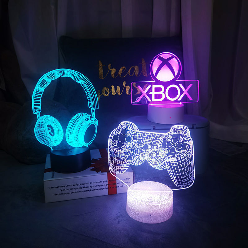电竞装饰灯XBOX游戏3d小夜灯氛围灯索尼PS5周边摆件游戏机箱摆件