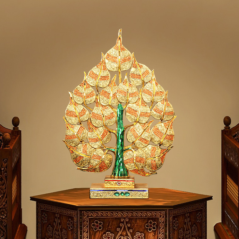 泰国泰国家居饰品玄关装饰摆件实木雕刻菩提树客厅中式创意摆件