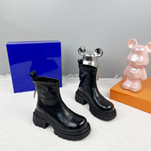 复古秋冬靴子厚底增高显瘦马丁靴女款 2024新款 英伦短靴软皮瘦瘦靴