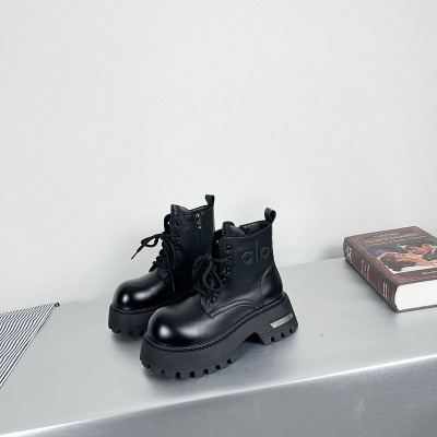 加绒厚底马丁靴英伦风系带短靴女