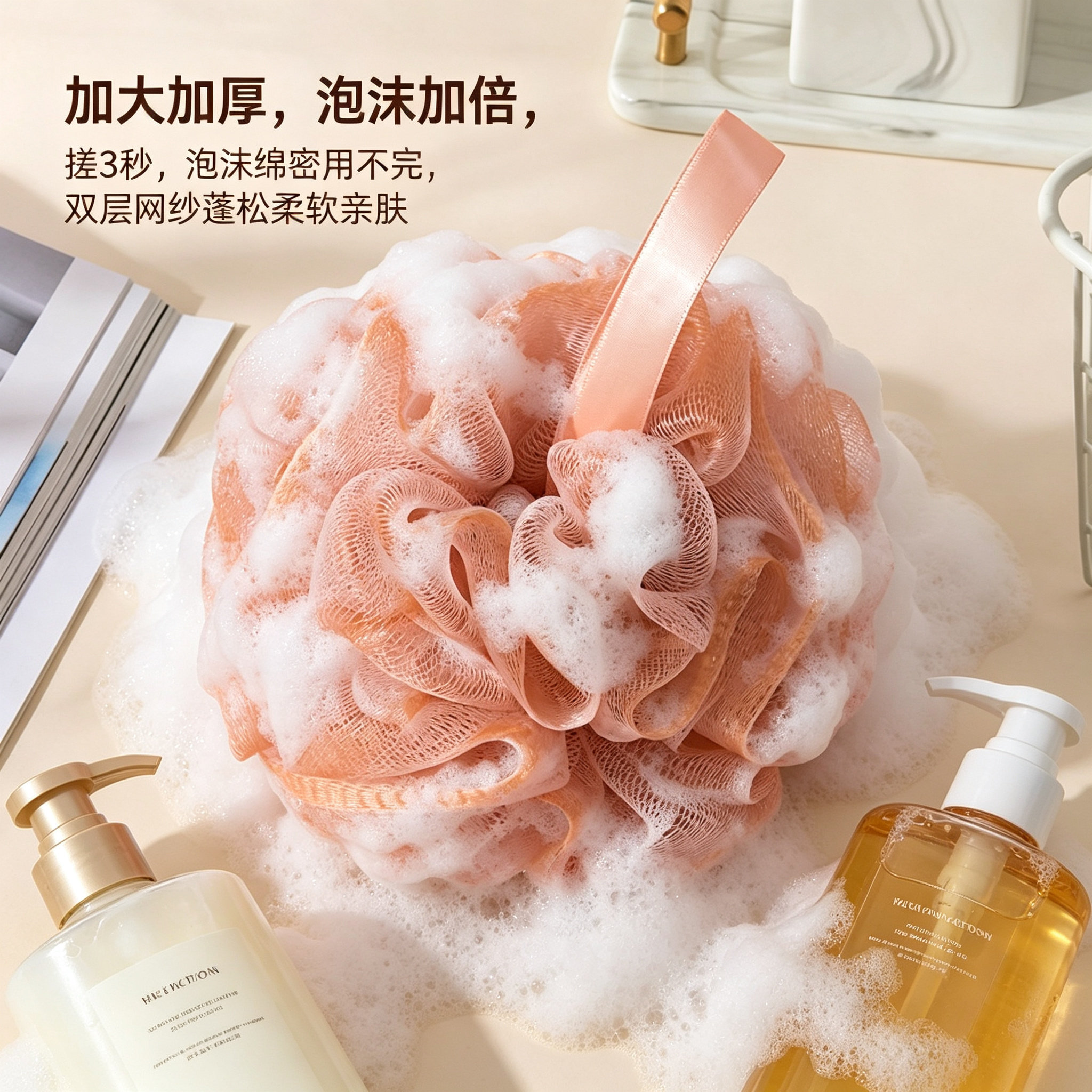 加大加厚双层网纱起泡不散浴球
