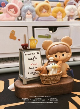 胡桃木摆件 车载中控台装饰手办玩偶实木底座diy手工造景微缩模型