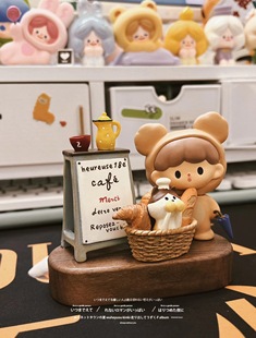 胡桃木摆件 车载中控台装饰手办玩偶实木底座diy手工造景微缩模型