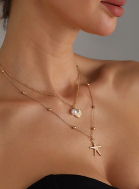 海滩风项链海洋度假风海螺贝壳海星个性精致百搭