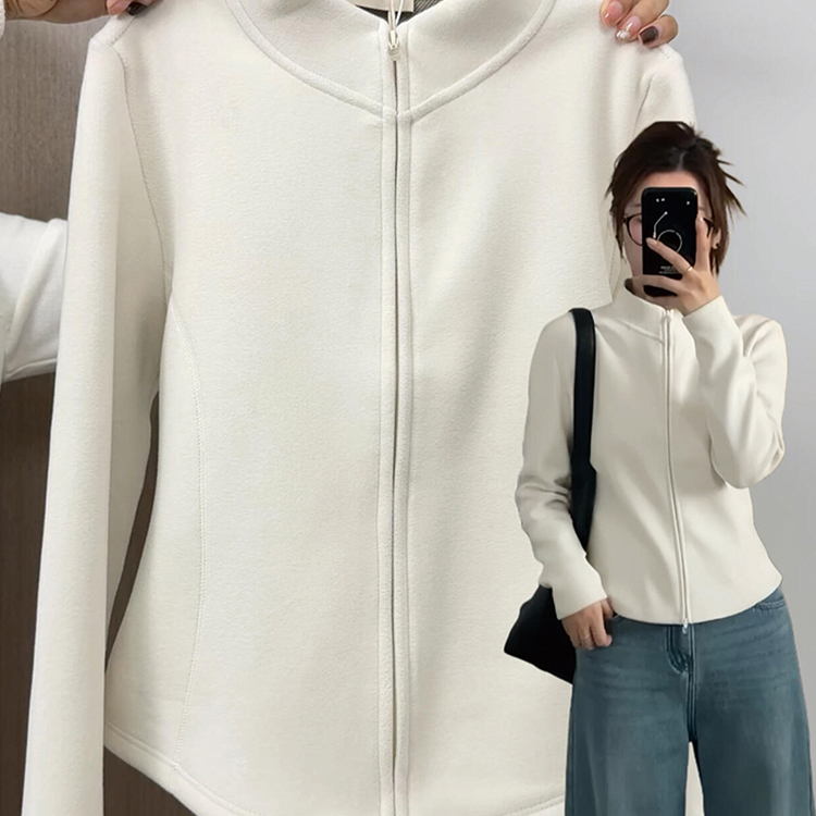 保暖双拉链立领卫衣外套女春秋