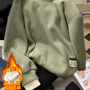 奥特莱斯清仓捡漏假两件日系圆领卫衣女宽松加绒加厚休闲上衣外套