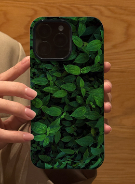 小众治愈系满屏绿叶适用苹果iPhone16Promax手机壳15磨砂14二合一13全包12防摔17Pro新款Xsmax情侣保护套男女