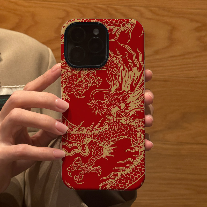 新年款国风红色龙 适用苹果华为iPhone18ProMax手机保护外壳17 16Pro新款15 14磨砂13情侣12防摔Pura90男女
