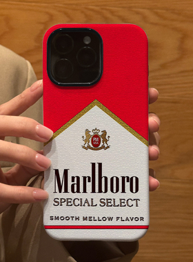 红白万宝路烟盒 适用苹果华为iPhone17ProMax手机保护外壳16 15Plus 14新款13磨砂12情侣11防摔Pura80男女