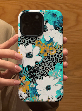 油墨花朵撞色豹纹 适用苹果华为iPhone17ProMax手机保护外壳16 15Plus 14新款13磨砂12情侣11防摔Pura80男女