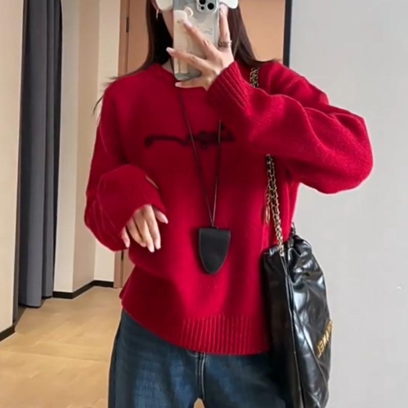 WTHEONE设计感小众撞色立体绣花复古花纱纯羊毛圆领毛衣女2025冬,女装/女士精品,毛针织衫,淘宝优惠券,粉丝福利购,淘宝优惠卷