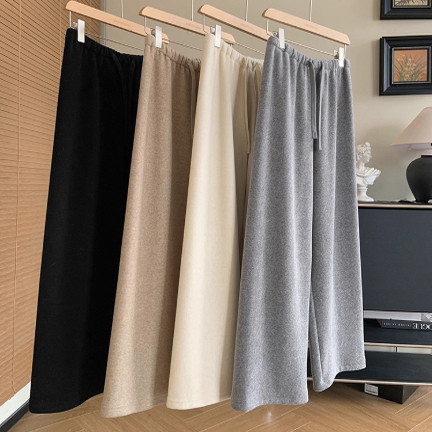 加绒直筒休闲裤卫裤女窄版阔腿裤
