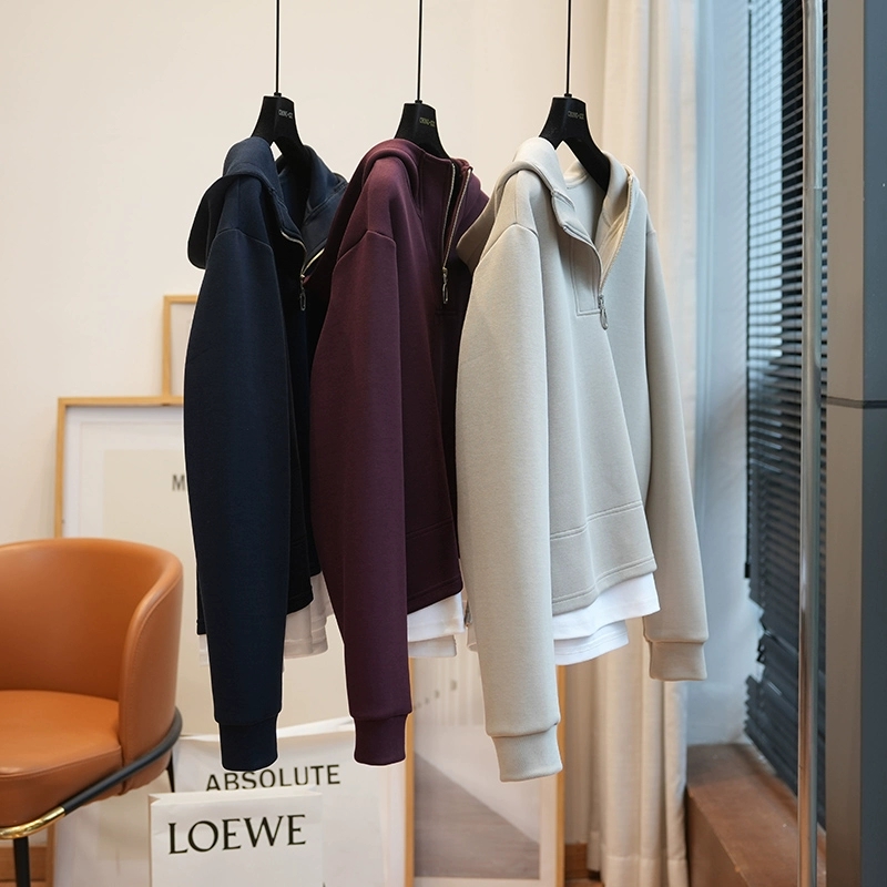 假两件连帽卫衣女休闲短款外套秋