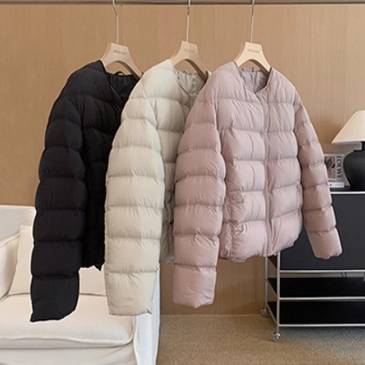 新标90白鸭绒蓬松短款羽绒服外套