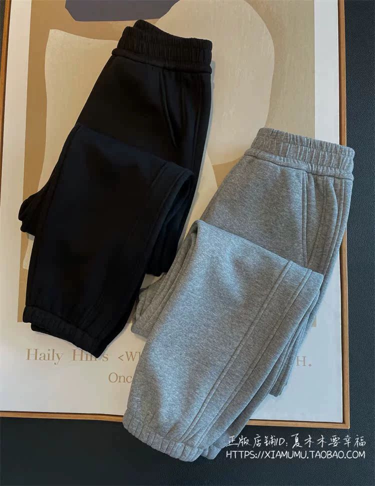 加绒加厚一体绒女休闲束脚口卫裤