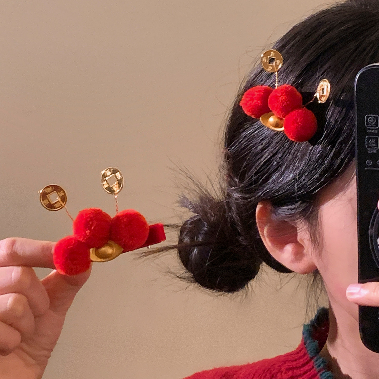 新年红色招财元宝发夹女秋冬百搭创意喜庆侧边夹宝宝拜年儿童头饰,饰品/流行首饰/时尚饰品新,民族风发饰,淘宝优惠券,粉丝福利购,淘宝优惠卷