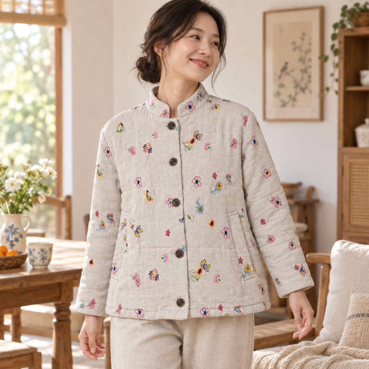 休闲风冬季文艺复古棉衣/棉服