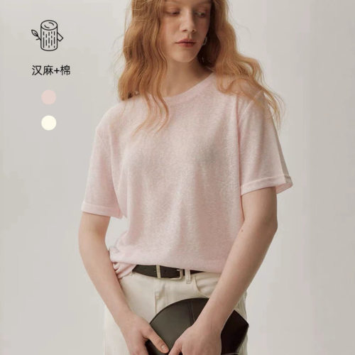 麻套头ED同款T恤女20毛针织衫