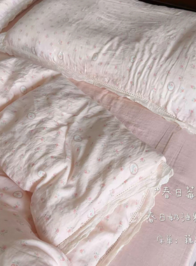 爆款A类母婴级全棉双层纱四件套被套碎花纯棉宿舍三件套床上用品
