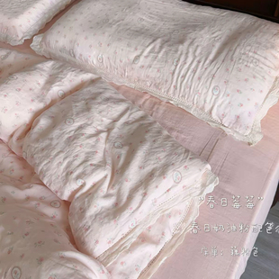 爆款A类母婴级全棉双层纱四件套被套碎花纯棉宿舍三件套床上用品