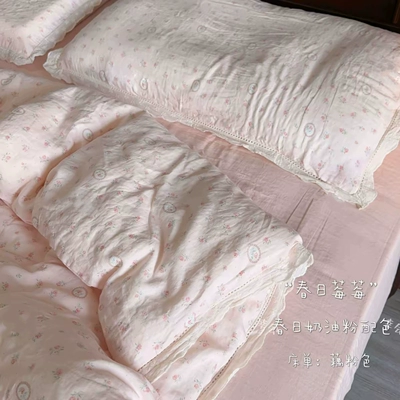 爆款A类母婴级全棉双层纱四件套被套碎花纯棉宿舍三件套床上用品