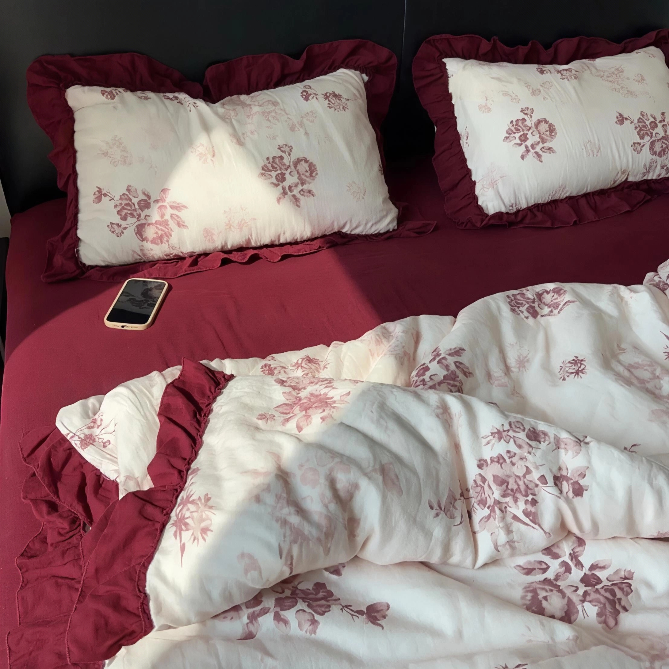 爆款全棉有氧双层纱四件套法式花边被套a类母婴级纯棉学生三件套