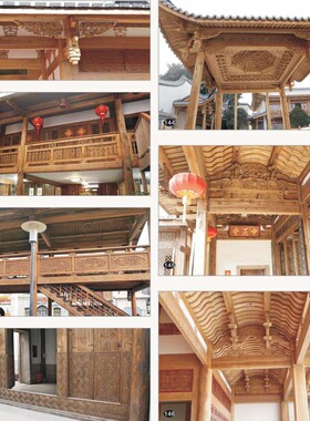 亭角火锅店古建门楼长廊宗祠屋檐