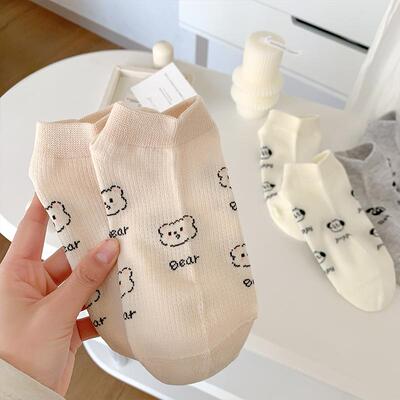 短袜子女浅口夏季薄款卡通可爱ins风防滑隐形不掉跟船袜百搭纯棉