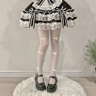 奶油肌少女感洛丽塔蝴蝶结白丝甜妹lolita裙搭配超薄显瘦连裤袜