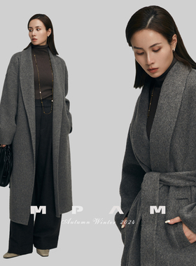 MPAM宽松绵羊毛中长款大衣2025秋冬新款慵懒睡袍松弛感极简大衣女