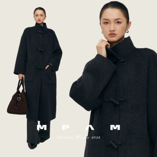 MPAM木质牛角扣中长款 大衣女24秋冬立领廓形智性风双面毛呢外套女